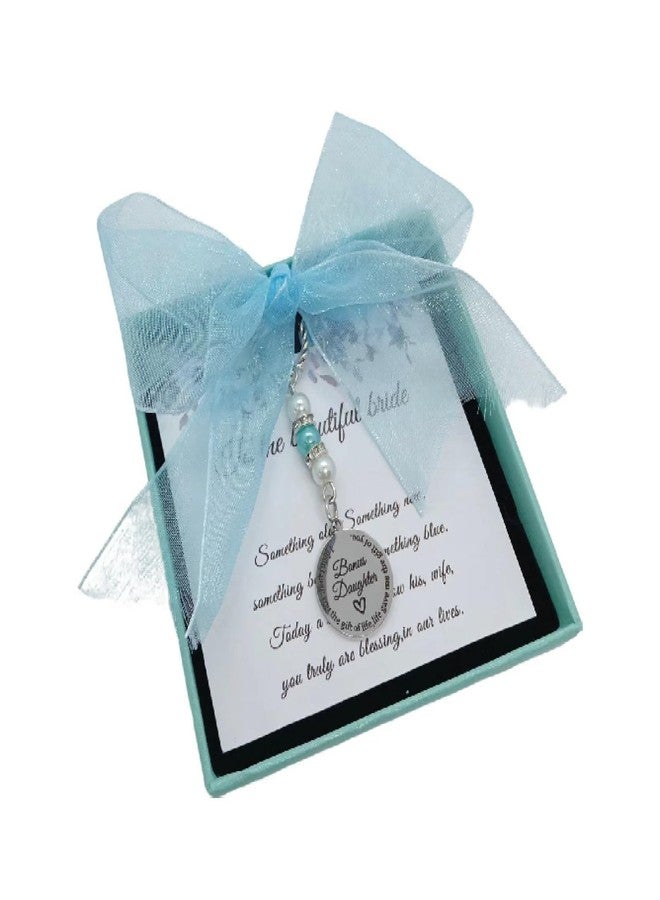 ZGGAZCA Something Blue for Bride Bouquet Charm Bridal Charm for Future Daughter in Law on Wedding Day Sentimental Boquet Card from Mother of the Groom Blue Pearl Brides for Bridal Shower - Image 1